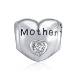 Heart Loving Jewelry Beads Mother Love Daughter Engraved Zirconia Beads
