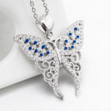 Blue Butterfly Necklace Blue Gemstone Animal Necklace Silver