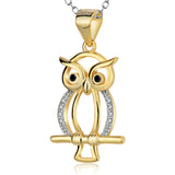 Animal Owl Yellow Gold Pendant Design 925 Sterling Silver Pendant