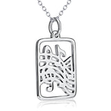 Dog Tag Necklace Music Symbol Design Hollow Silver Girl Necklace
