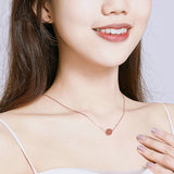 Crystal Beads Necklace for Girlfriend Sterling Silver 925 Rose Color Stone Jewelry
