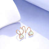 Sterling Silver Opal Heart Crawler Earrings  for Women Girls