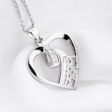 Clear White Crystal Heart Shaped Pendant Necklace Fashion Sterling Silver