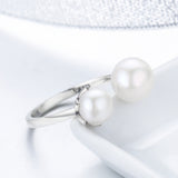 S925 Sterling Silver Love Ring Oxidized Freshwater Pearl Ring
