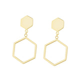 S925 Simple Geometric Diamond Hollow Earrings Earrings Korean Fashion Glossy Hexagon