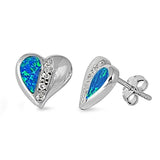  Opal Heart Stud Earrings