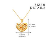 18K Gold Fashion Rose Pattern Heart Shaped Pendant Necklace