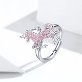 S925 Sterling Silver Unicorn Ring White Gold Plated cubic zirconia ring