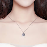 S925 Sterling Silver Holding Hands Pendant Necklace White Gold Plated Zircon Necklace
