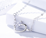 S925 Sterling Silver Jewelry Women's Creative Cute Petite Diamond Pendant Rabbit Necklace