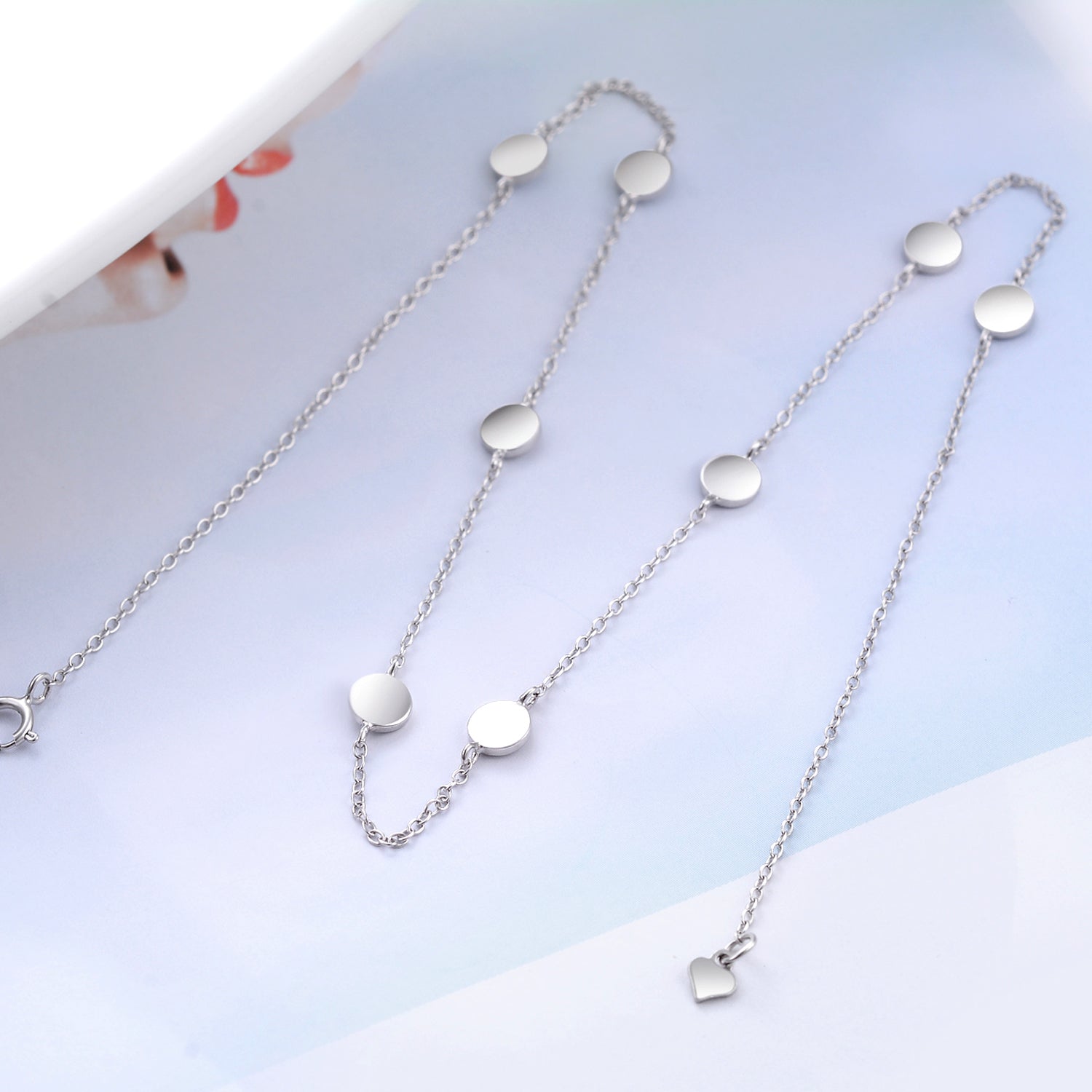 Classic Choker Necklace Little Round Disc Silver Chain Necklace