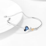 Adjustable Size Bracelet Blue Heart Cubic Zirconia Endless Love Bracelet