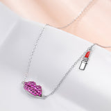 Good Quality Women Mouth Shape Sterling Silver Lipstick Necklace