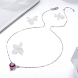 S925 Sterling Silver Red Angel Pendant Necklace White Gold Plated Zircon Necklace