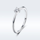 S925 Sterling Silver Small Lucky Ring White Gold Plated Cubic Zirconia Ring