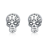925 Sterling Silver Gothic Cool Skull Stud Earrings For Women And Men