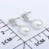 Silver Mother Of Pearl Mount Earrings Gemstone CZ Earrings