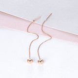 18K Gold European And American Fashion Earrings Loving Heart Dangle Drop  Ear Line Light Luxury Niche Ladies Jewelry