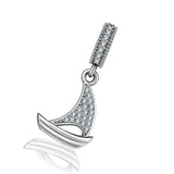 Sailboat Zircon Beads Charm Sterling Silver Bracelet Beads Pendant Jewelry Accessories