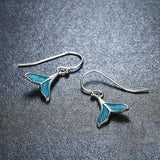 Authentic 925 Sterling Silver Ocean Sea Whale's Tail Mermai Drop Earrings for Women Sterling Silver Jewelry