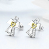 925 Sterling Silver Guardian Angel Exquisite Stud Earrings for Women Fashion Silver Jewelry