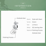 925 Sterling Silver Cute Dodo with Heart Beads Charm For Bracelet  Fashion Jewelry For Women or men