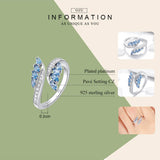 925 Sterling Silver Butterfly Shape Light BlueFinger Rings for Girlfriend Engagement Jewelry