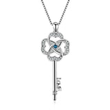 Luxury Beautiful Women Key Shape 925 Sterling Silver Necklace With Gemstone