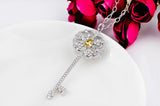 Luxurious And Exquisite Hollow Zircon Key Necklace Temperament Jewelry 925 Sterling Silver Pendant Necklace