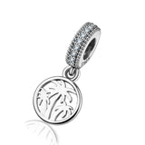Coconut Tree Zircon Beads  Charm Sterling Silver Bracelet Pendant Jewelry Accessories