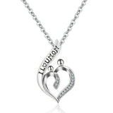 S925 sterling silver heart CZ necklace pendant jewelry for mother's day