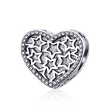  Silver Oxidized heart shape Star  Charms