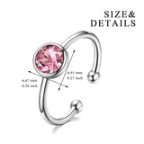 Open Rings Design Pink Gemstone Silver Jewelry Daughter Love Finger Rings