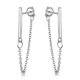 Silver Earing Chain And Bar Silver Sterling 925 Women Stud Earring