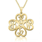 925 Sterling Silver Personalized Heart Clover Monogram Necklace with Name Adjustable 16”-20”