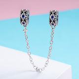 S925 Sterling Silver Zirconia Evil Eye Silicone Safety Chain Charms