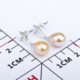 Fancy silver mounting earrings freshwater pearl earring women