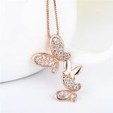 Animal Jewelry Necklace Rose Gold Butterfly Silver Necklace