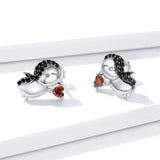 925 Sterling Silver Cute Penguins Stud Earrings Precious Jewelry For Women