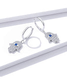 925 Sterling Silver Exquisite Fatima Hand Dangle Earrings Precious Jewelry For Women