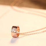 S925 Sterling Silver Snowflake Zircon Ring Pendant Rose Gold Necklace Design Fashion For Women