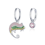 925 Sterling Silve Beautiful Animal Chamaeleon Asymmetry Dangle Earrings Precious Jewelry For Women