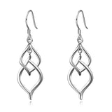 Classic Double Linear Loops Design Twist Wave Earrings 925 Sterling Silver