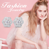 Wholesale Stylish Fashion Jewelry  Custom Engraved Flower Shape Zirconia Earrings
