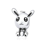 925 Sterling Silver Cute Rabbit Animal Charm Fit DIY Bracelet Precious Jewelry For Women