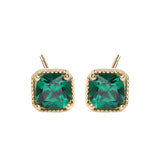 S925 Sterling Silver Stud Earrings Classic Temperament Ear Ornaments Vintage Emerald Zircon