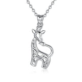 Cute Giraffe Sterling Silver Necklace Pendant Simple Animal Pendant Item Jewelry