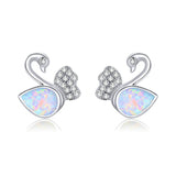 925 Sterling Silver Elegant Swan Stud Earrings