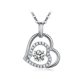 S925 Sterling Silver Fashion Micro Inlay Love Clavicle Chain Personality Temperament Necklace Pendant Female Jewelry