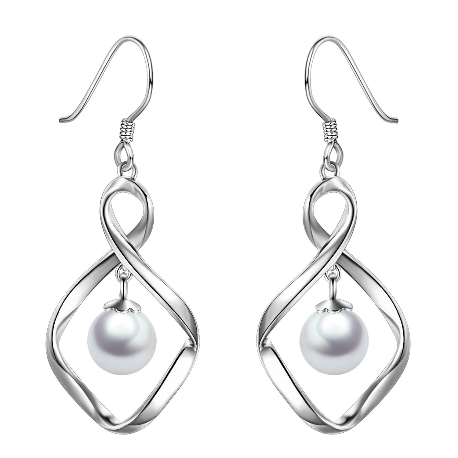 Infinite Pearl Earrings Number Eight Drop Earrings For Birthday Gift